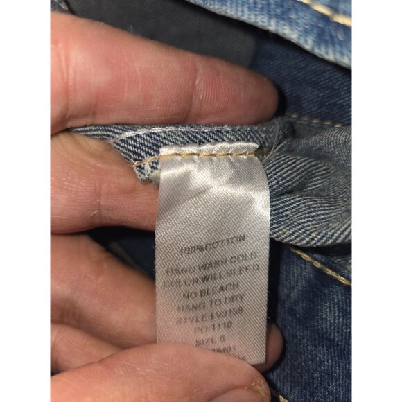 L Love Beaded-Distressed Blue Denim Vest Jacket Small - Pearl Embellished - Picture 6 of 7